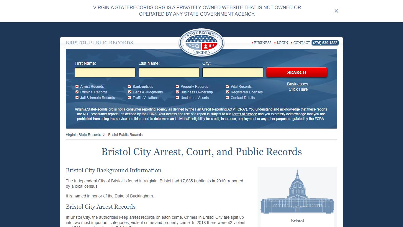 Bristol Arrest and Public Records | Virginia.StateRecords.org